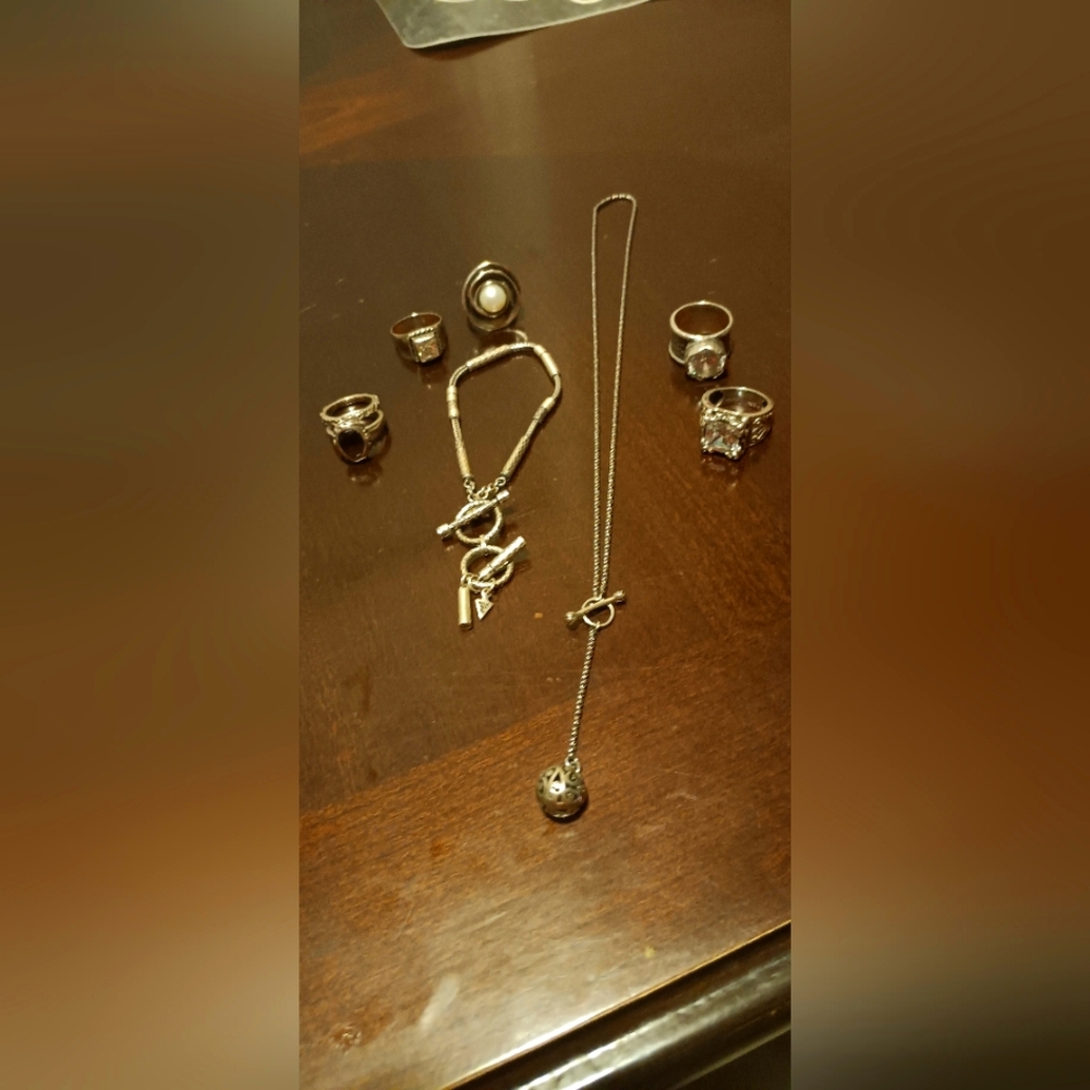 Silpada Sterling Silver Rings, Toggle Bracelet,and Toggle Necklace.